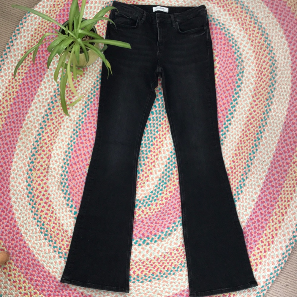 Zara Women’s mid rise flare black jeans